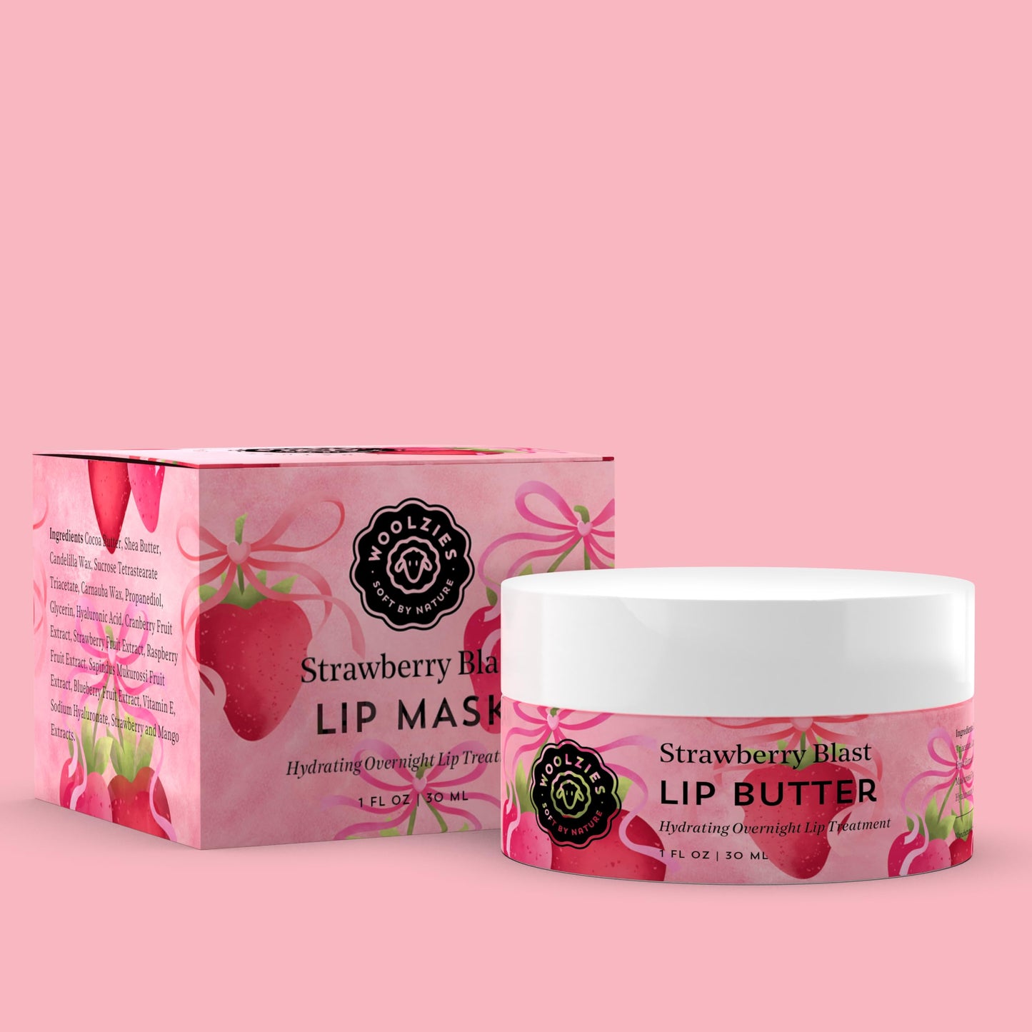 Hydrating Lip Mask with Hyaluronic Acid - Overnight Treatment for Soft, Smooth Lips - Shea Butter, Vitamin E & Natural Oils - 1 oz Jar (1 Ounce Beauty and Personal Care Woolzies