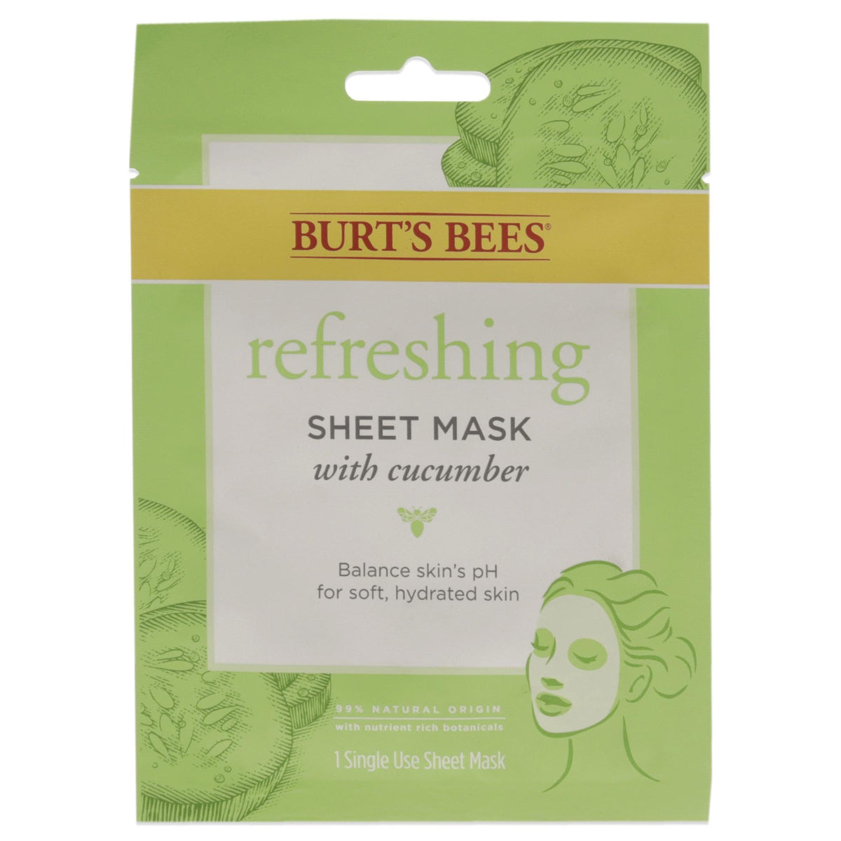 Burts Bees Refreshing Sheet Mask - Cucumber Unisex 1 Pc, (60192) Beauty & Personal Care Burt's Bees