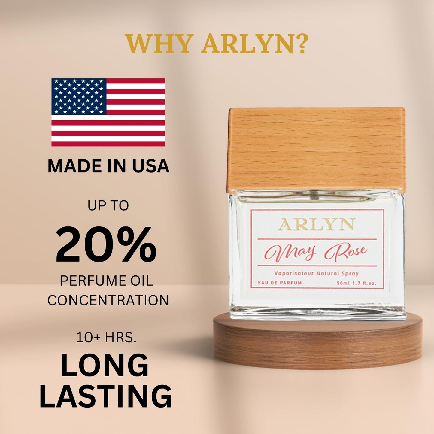 ARLYN May Rose Eau de Parfum for Women, Luxury Fragrance- Vegan, Creulty-Free and Eco Consious (1.7oz/ 50 ml) Beauty & Personal Care ARLYN BY BELLEVUE PARFUMS