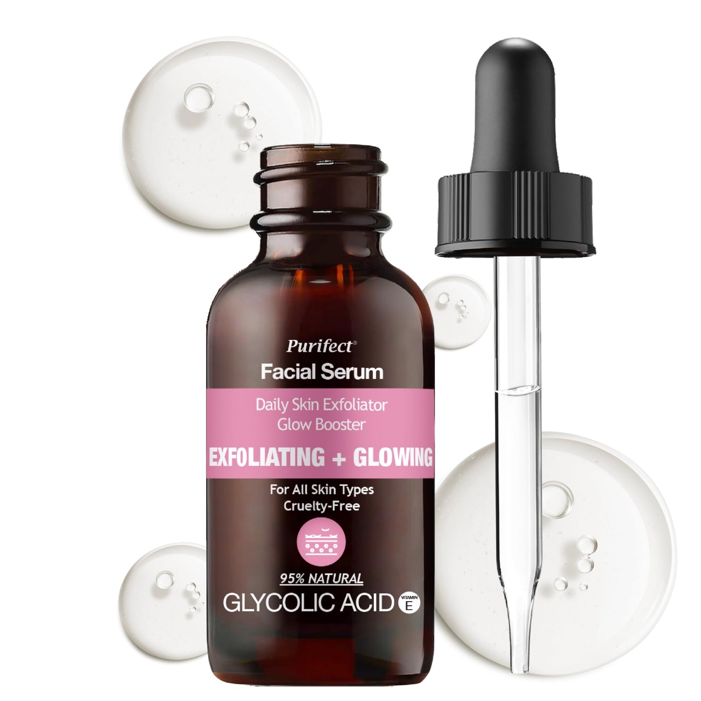 Purifect Glycolic Acid Exfoliating & Glowing Facial Serum - Smoothing Skin Support with Vitamin E, Allantoin & Glycine Soja (Soybean), Visibly Beauty & Personal Care Purifect by Symphony Beauty