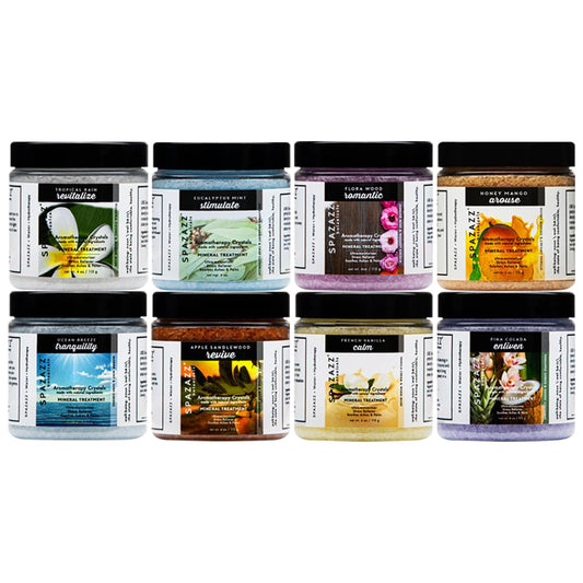 Hot Tub Aromatherapy Bath Salt 8-Pack Botanicals Bundle (4oz) - Apple Sandalwood, French Vanilla, Flora Wood, Ocean Breeze Pina Colada, Honey Beauty and Personal Care Spazazz