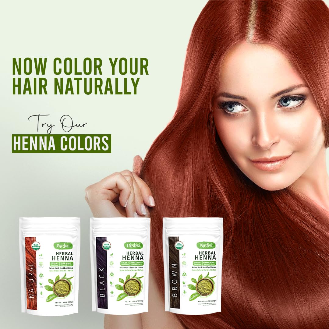 Pardesi Organic Henna Natural 200g - Natural Hair Color & Conditioning Treatment | Halal, Non-GMO, Vegan | Chemical-Free Beauty & Personal Care PARDESI