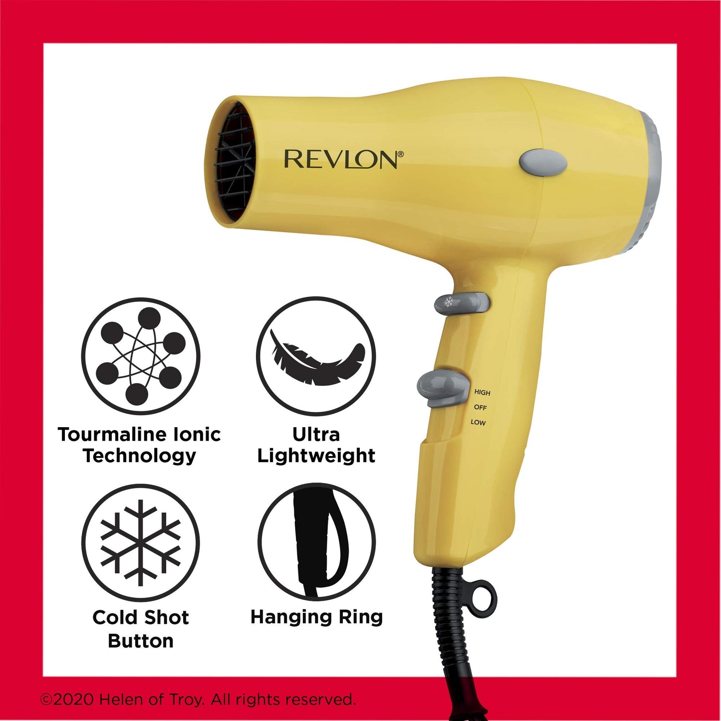 REVLON Compact Hair Dryer | 1875W Lightweight Design, Perfect for Travel, (Yellow) Beauty & Personal Care Revlon