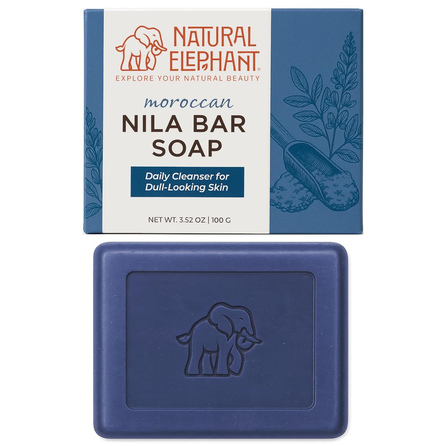 Natural Elephant Nila Bar Soap Cleanser | 3.52oz (100g) | Moroccan Nila Zarka Indigo Beauty & Personal Care Natural Elephant