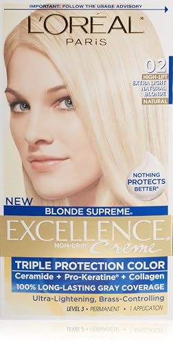 L’Oreal ParisExcellence Blonde Supreme Triple Protection Color Creme, Extra Light Natural Blonde, High Lift 02 (Pack of 3) Beauty & Personal Care L'Oreal Paris