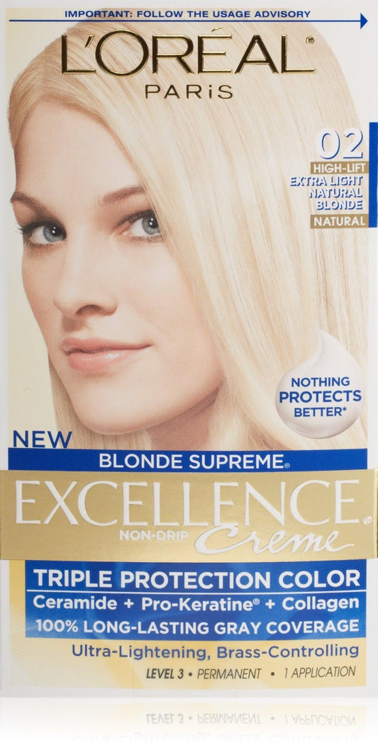 L’Oreal ParisExcellence Blonde Supreme Triple Protection Color Creme, Extra Light Natural Blonde, High Lift 02 (Pack of 3) Beauty & Personal Care L'Oreal Paris