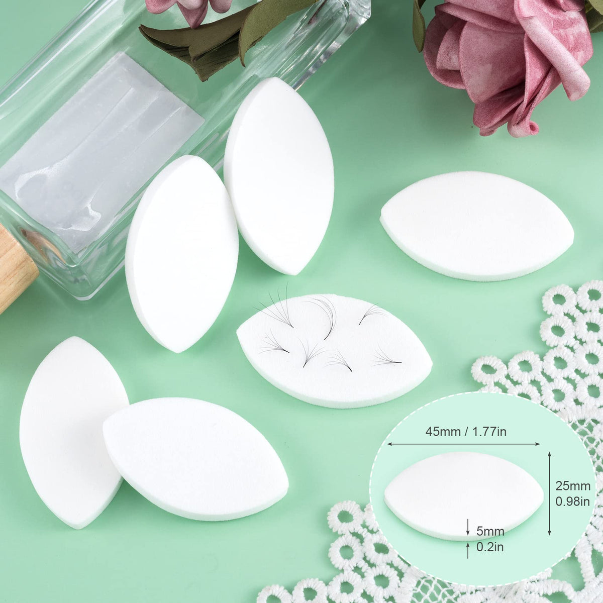 OIIKI 60Pcs Eye Shaped Practice Sponge, Lash Exercise Sponge White, Practice Sponges for Beginners Makeup Eyelash Lash Extensions Supplies Beauty & Personal Care OIIKI