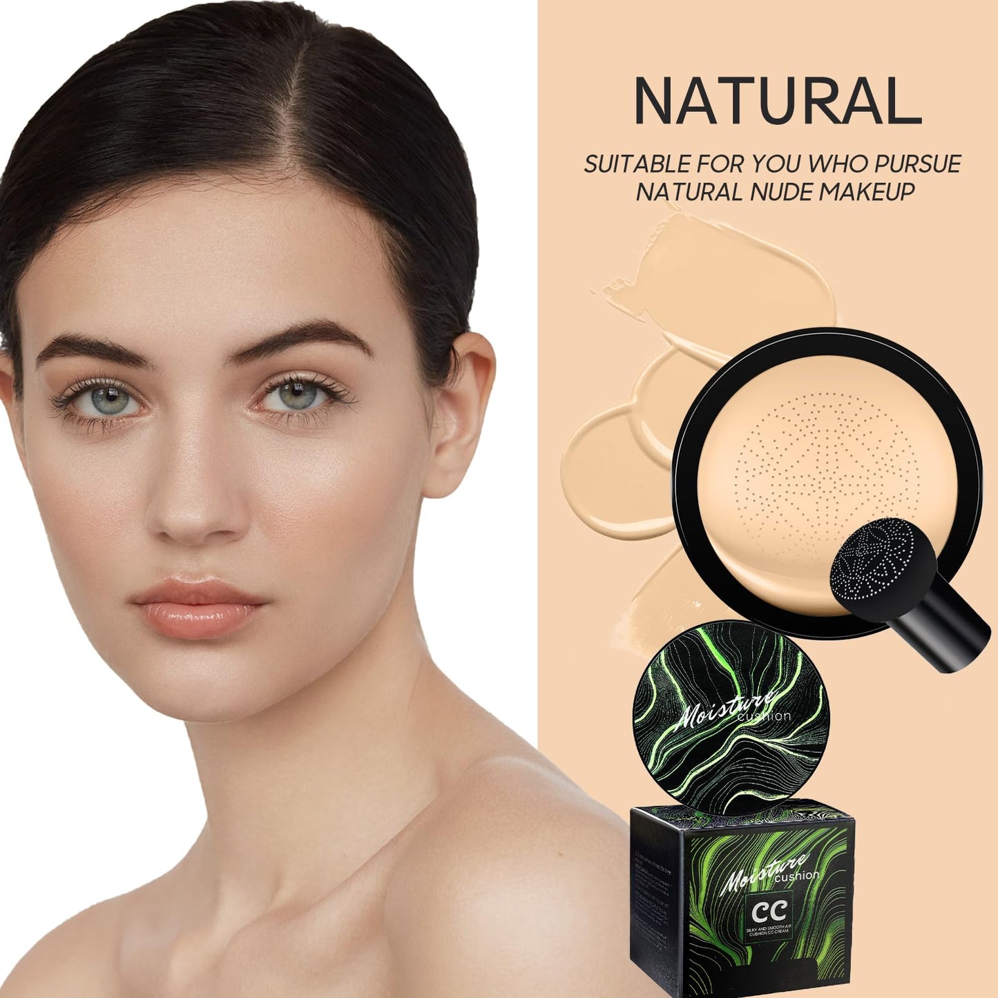 Mushroom Head Air Cushion CC Cream - Tattoo Cover up BB Cream Foundation Makeup Moisturizing Concealer Long-Lasting, Cushion Foundation Full Coverage Beauty & Personal Care Ursoulney