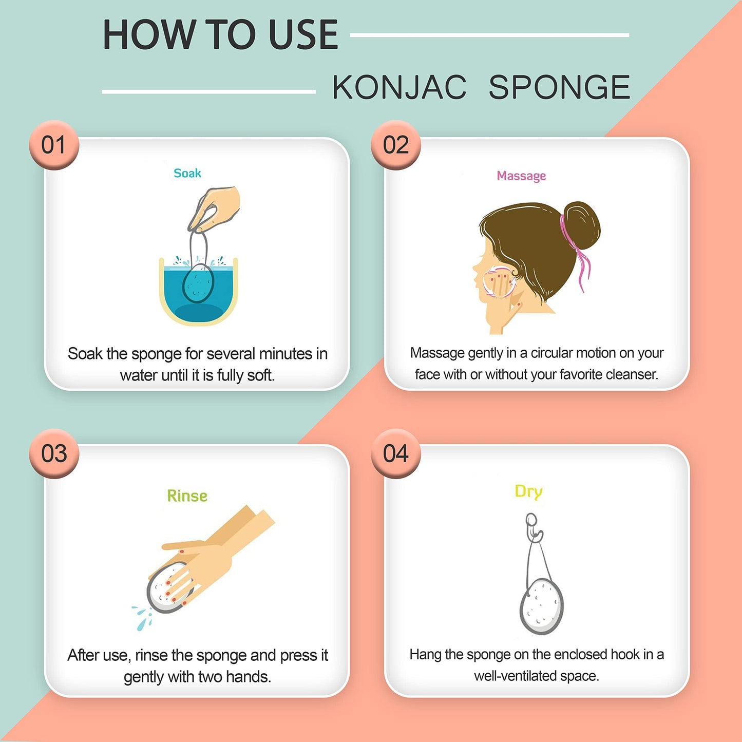 Pure SOL. Konjac Exfoliating Bath Sponge - Original Exfoliator Sponge - Konjac Sponge for Sensitive Skin - Deep Cleansing, Clean Pores, Remove Beauty and Personal Care pureSOL