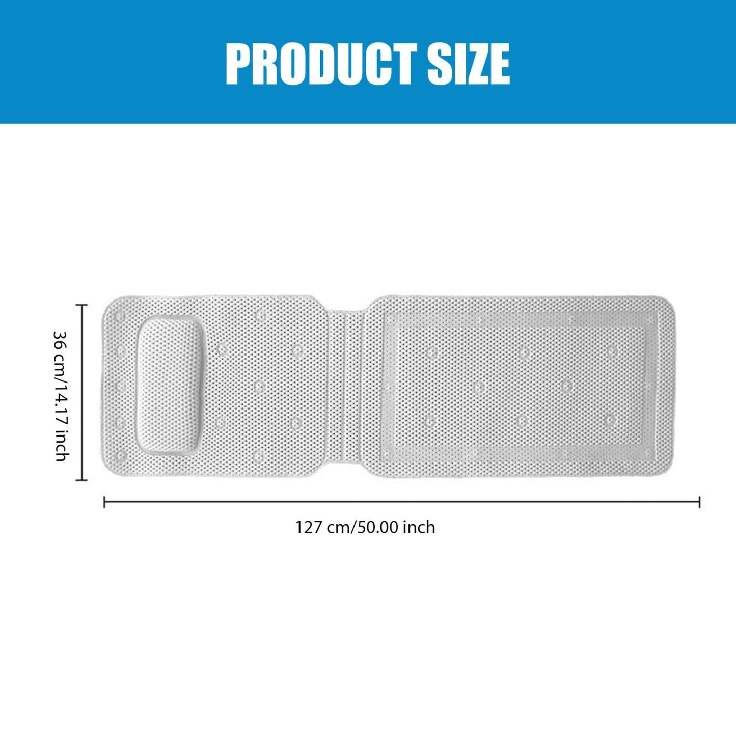 Pesoncarl Bathtub Pillows, Full Body Bath Pillow 50x14 Soft Long Bath Pillow Non-Slip Bath Pillows for Tub Cozy PVC Full Body Pillow with Suction Cups Beauty and Personal Care Pesoncarl