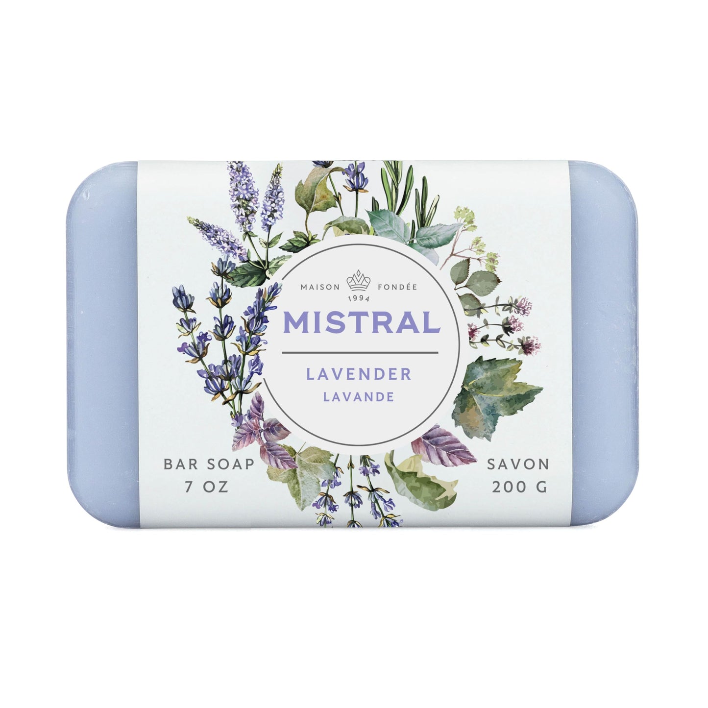 Mistral Classic French Bar Soap, Lavender, 7 oz - Triple-Milled Luxury Natural Soap with Organic Shea Butter & Olive Oil | Long-Lasting Moisturizing Beauty & Personal Care Mistral