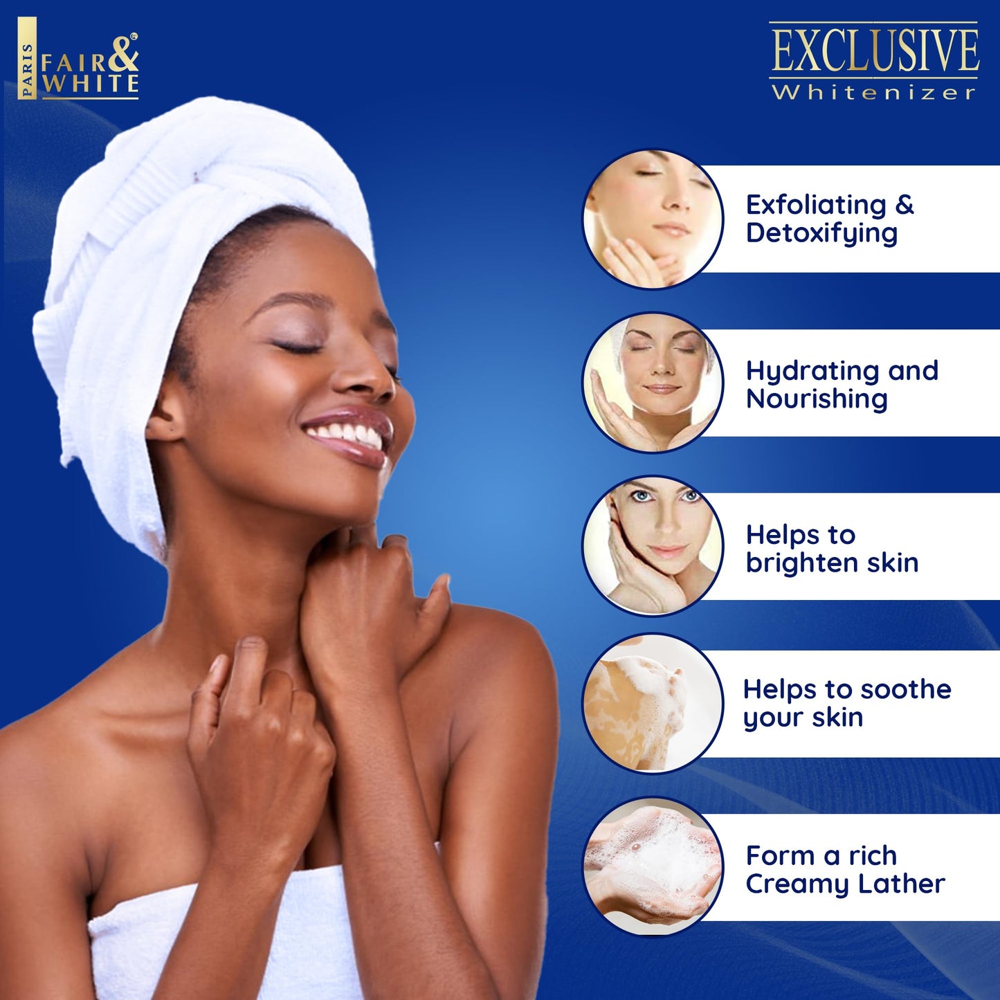 FAIR & WHITE Exclusive Exfoliating Soap, 200g / 7oz - Moisturizing Bar Soap For Face and Body Beauty & Personal Care FAIR & WHITE
