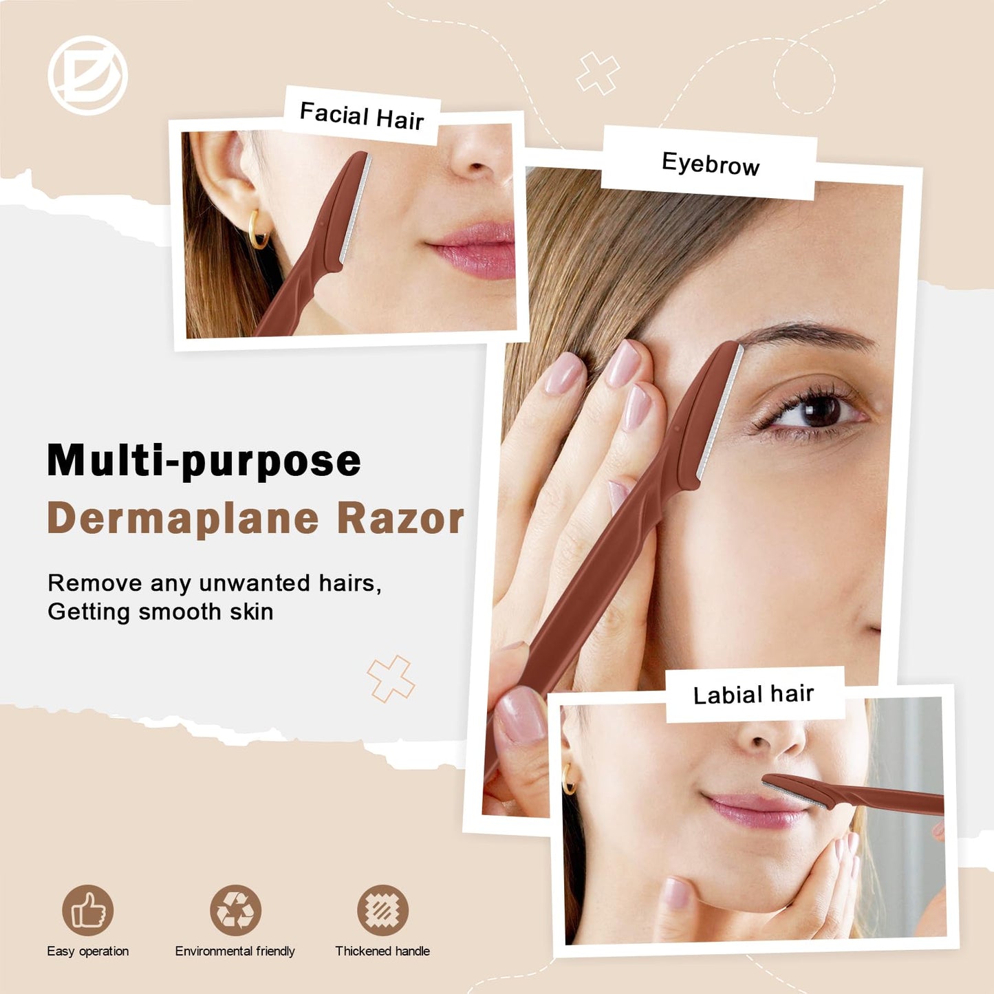 D 6 Pcs Face Razors for Women, Eyebrow Razors and Dermaplane Tool Beauty and Personal Care D