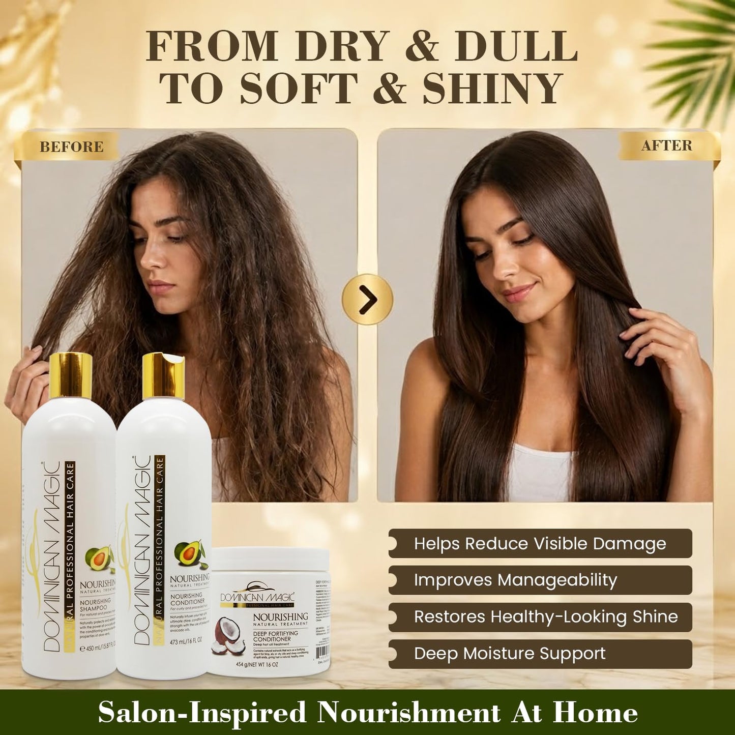Dominican Magic Nourishing Shampoo & Conditioner Set - Hydrating Shampoo & Conditioner for Dry, Damaged Hair with Avocado & Coconut- Strengthens Beauty & Personal Care DOMINICAN MAGIC