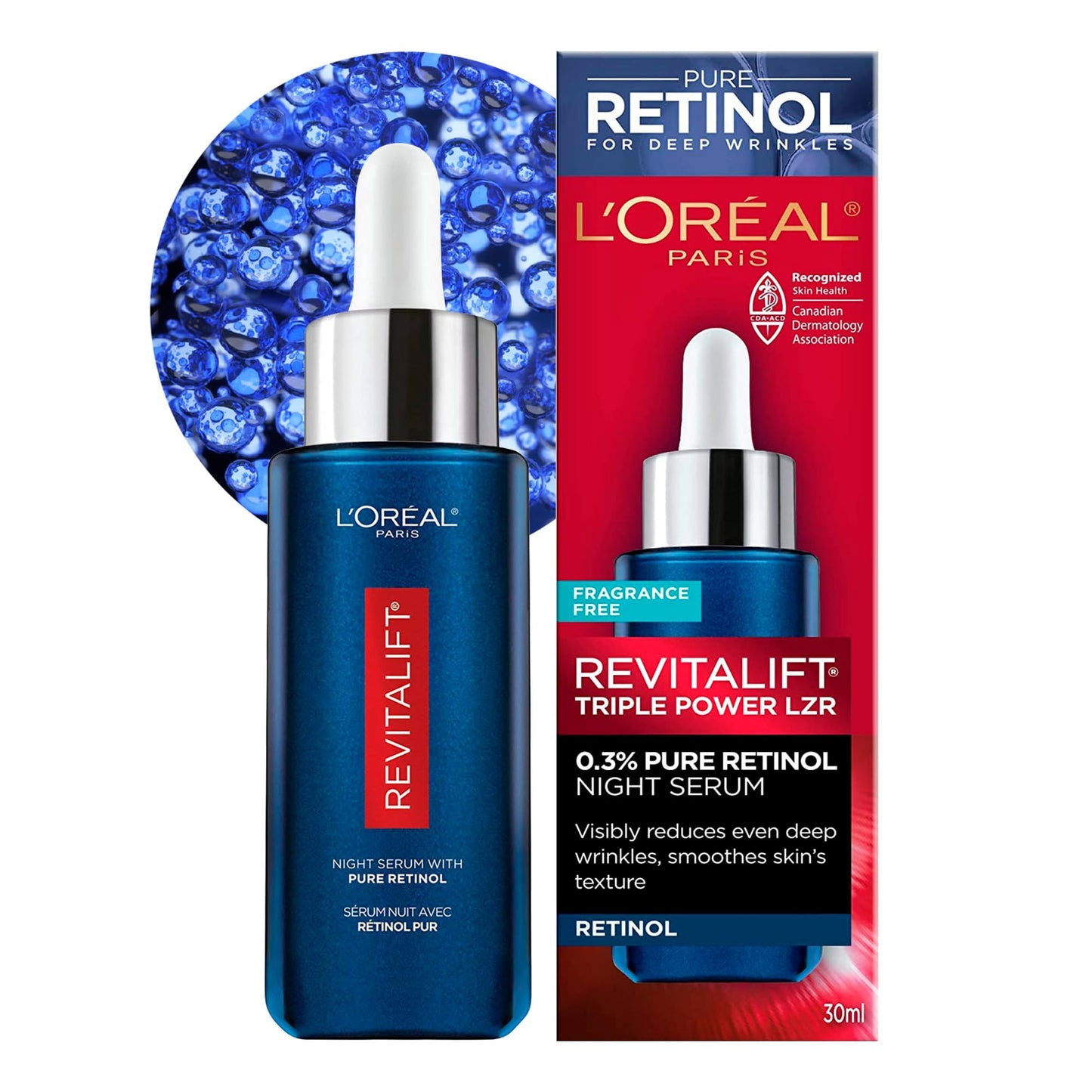 'L'Oreal Paris Revitalift Triple Power LZR Retinol Night Serum For Face, With 0.3% Pure Retinol, Moisturizes Skin and Eliminates Deep Wrinkles Beauty & Personal Care L'Oreal Paris