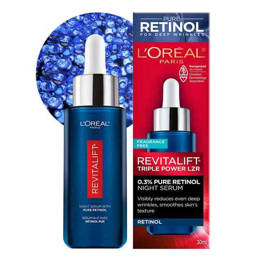'L'Oreal Paris Revitalift Triple Power LZR Retinol Night Serum For Face, With 0.3% Pure Retinol, Moisturizes Skin and Eliminates Deep Wrinkles Beauty & Personal Care L'Oreal Paris