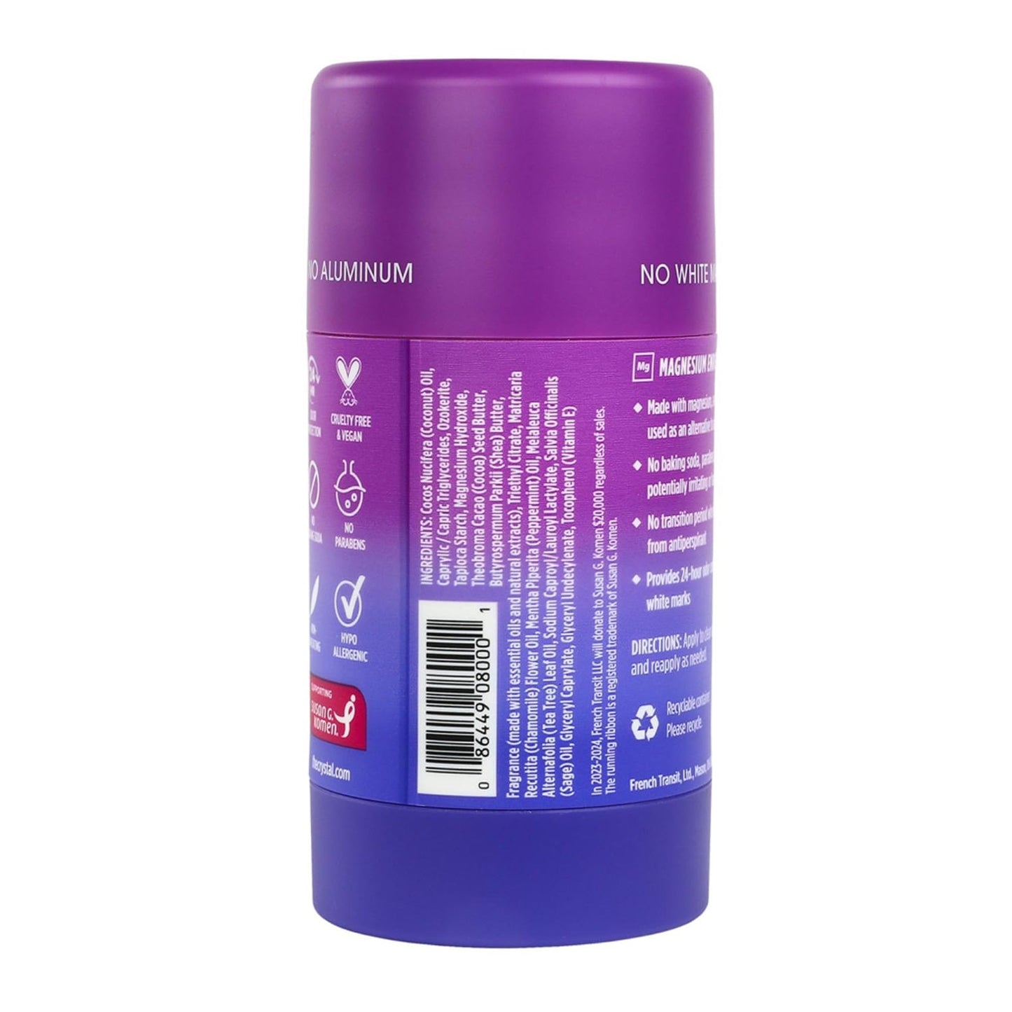 Crystal Magnesium Solid Stick Natural Deodorant, Non-Irritating Aluminum Free Deodorant for Men or Women, Safely and Effectively Fights Odor, Lavender Beauty and Personal Care Crystal Essence