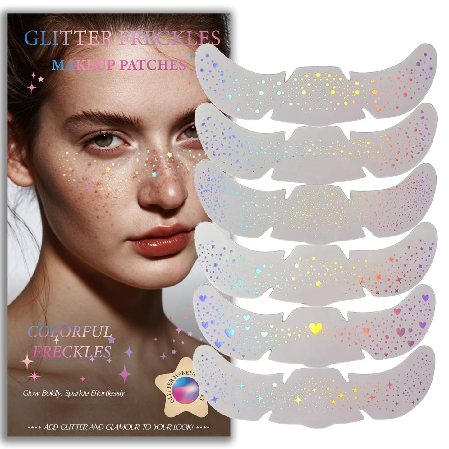 Glitter Freckles, Holographic Face and Body Glitter Tattoo Sparkle for Women Gold Glow Cosmetic Star Makeup Accessories for Festival Rave Beauty & Personal Care Anmubag