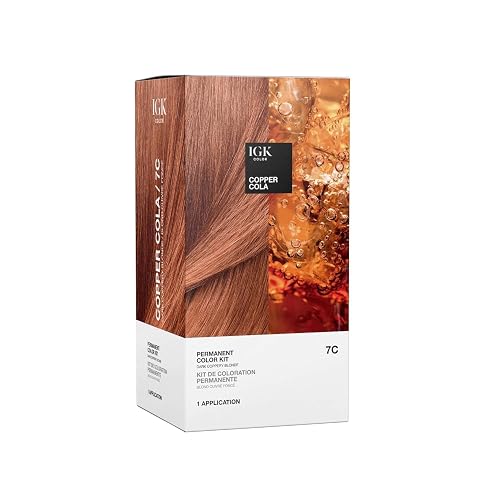 IGK Permanent Hair Dye Color Kit | 7C Copper Cola - Dark Coppery Blonde | 100% Gray Color Coverage + Strengthen + Shine | Ammonia Free Beauty & Personal Care IGK