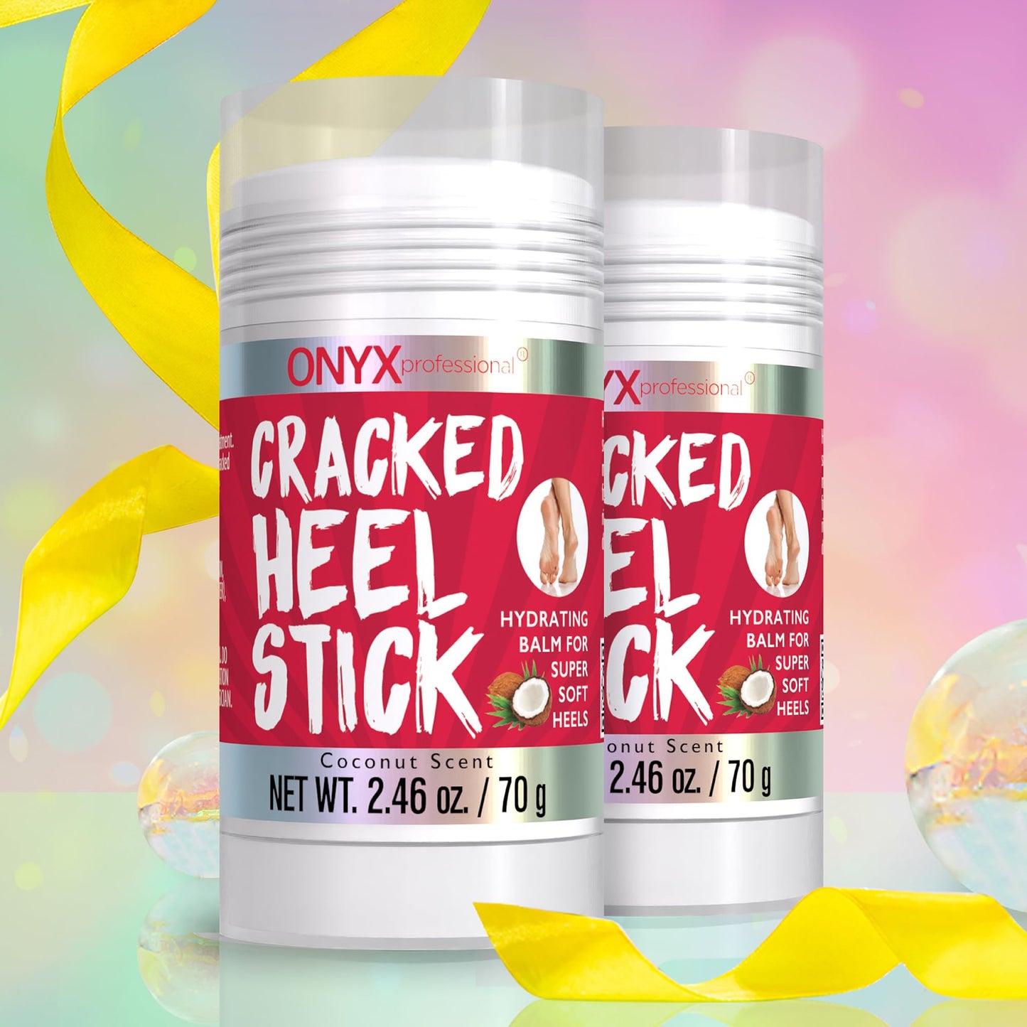 Onyx Professional Cracked Heel Repair Balm Stick for Dry Cracked Feet Treatment, Coconut Scent, 2 pack - Moisturizing Foot Balm, Rolls On, No Mess Beauty & Personal Care Onyx Professional