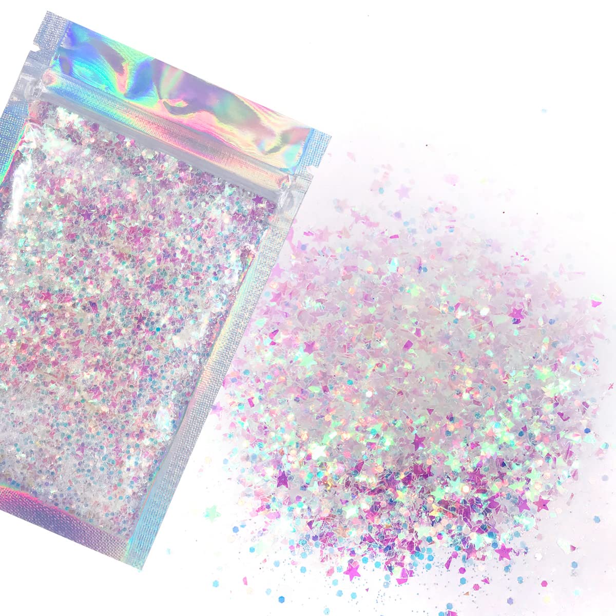 Iridescent Face & Body Glitter - Chunky Glitter - Uses Include: Holidays, Cheerleading, Festival, Rave, Hair, Makeup, Face, Body, Nails, Resin, Arts Beauty & Personal Care Electric Bliss Beauty