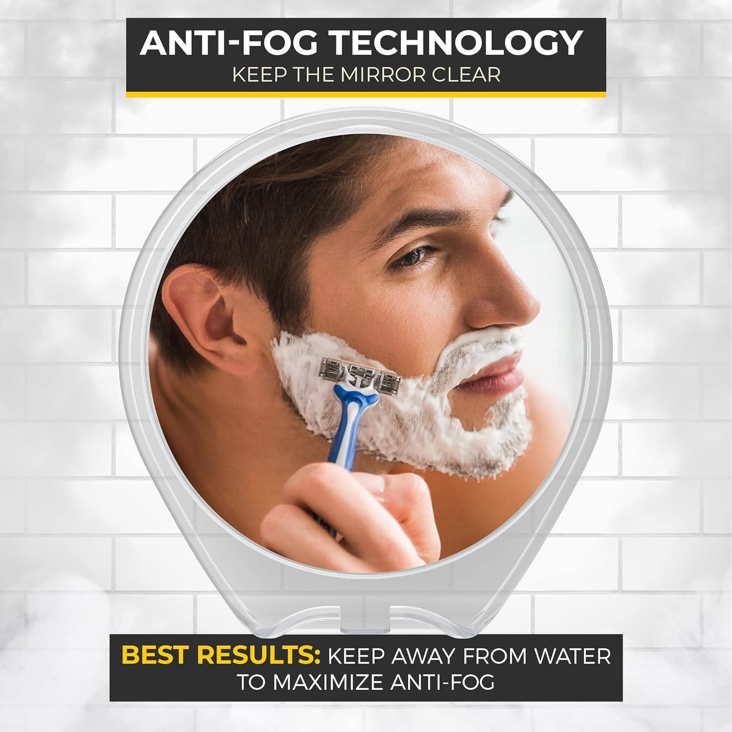 HONEYBULL Fogless Shower Mirror for Shaving with Suction Mount, White Beauty and Personal Care HONEYBULL