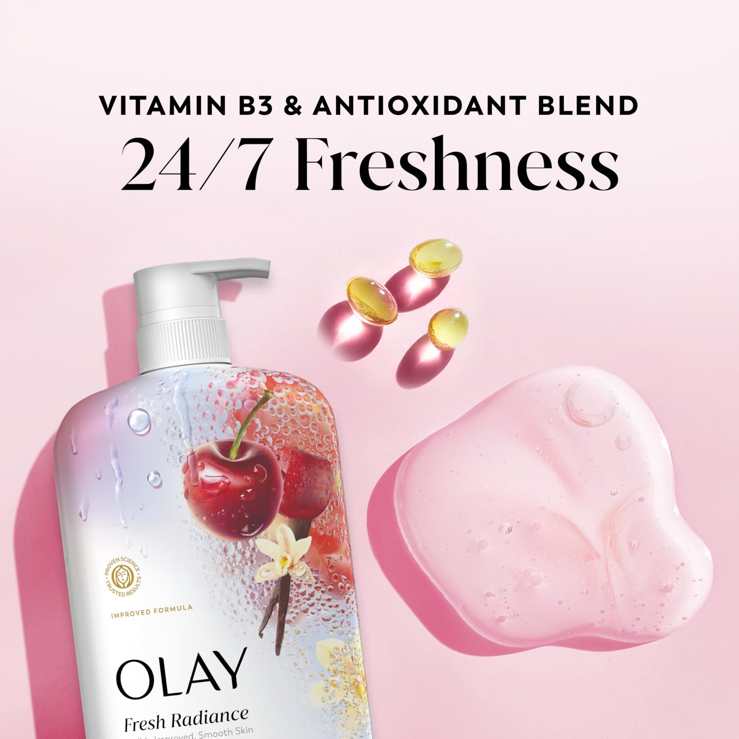 Olay Body Wash for Women, Fresh Radiance, 24/7 Skin-Loving Freshness, Visibly Radiant, Plant Based Cleansers, Vitamin B3 & Antioxidant Blend, For All Beauty & Personal Care Olay