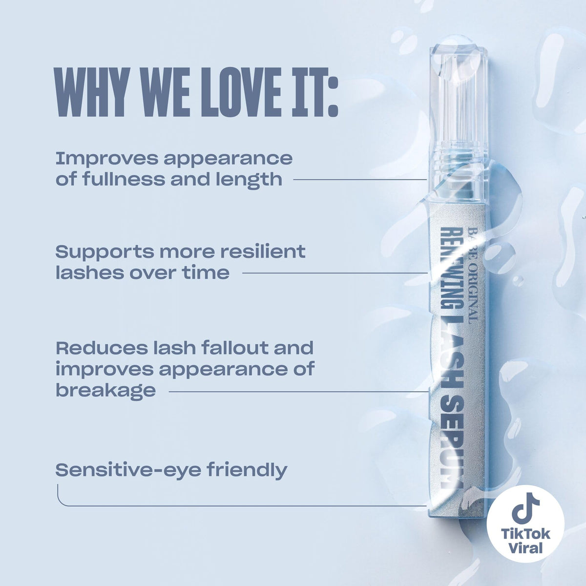 Babe Original Renewing Lash Serum for Longer-Looking Lashes, Peptides, 6mL
