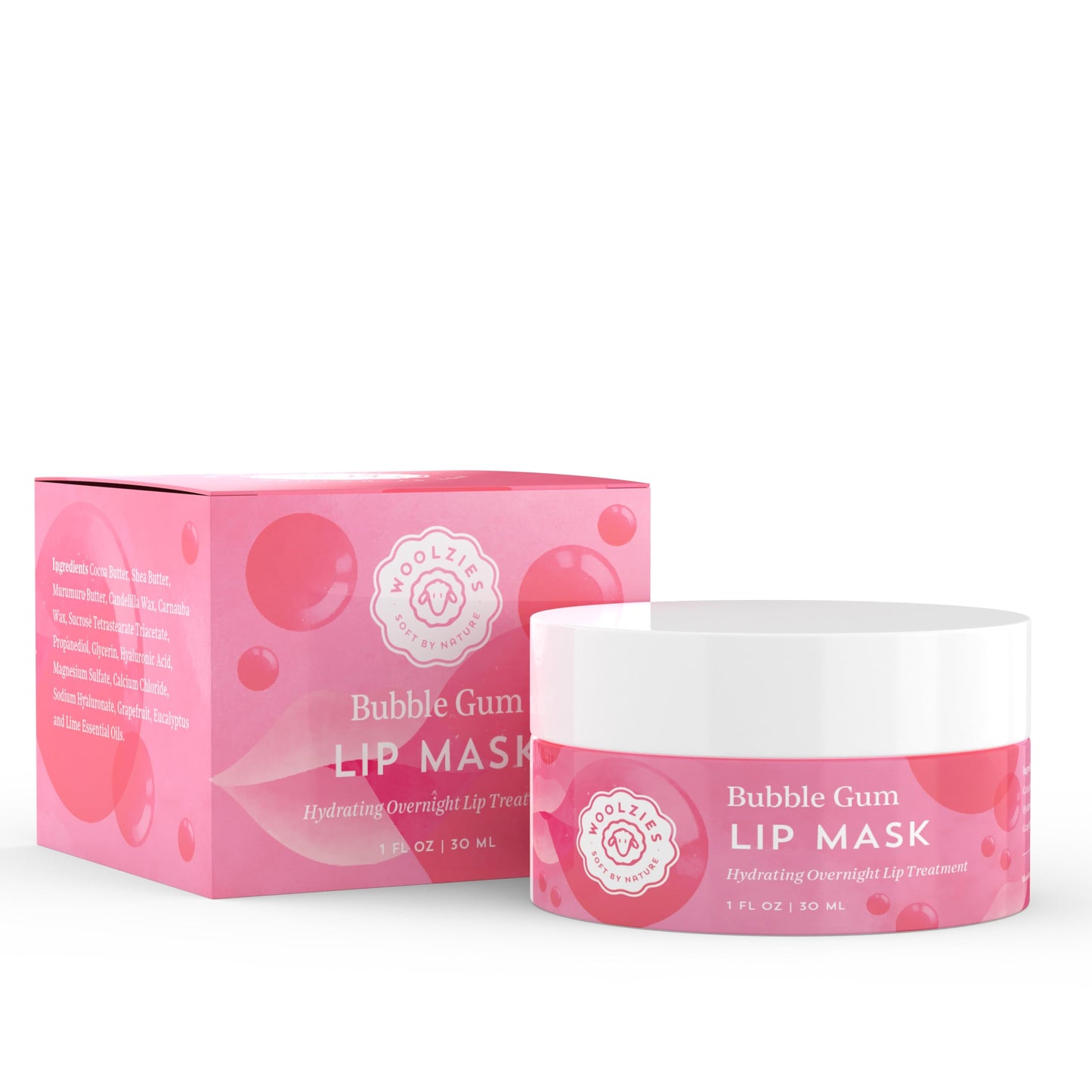 Hydrating Lip Mask with Hyaluronic Acid - Overnight Treatment for Soft, Smooth Lips - Shea Butter, Vitamin E & Natural Oils - 1 oz Jar (1 Ounce Beauty and Personal Care Woolzies