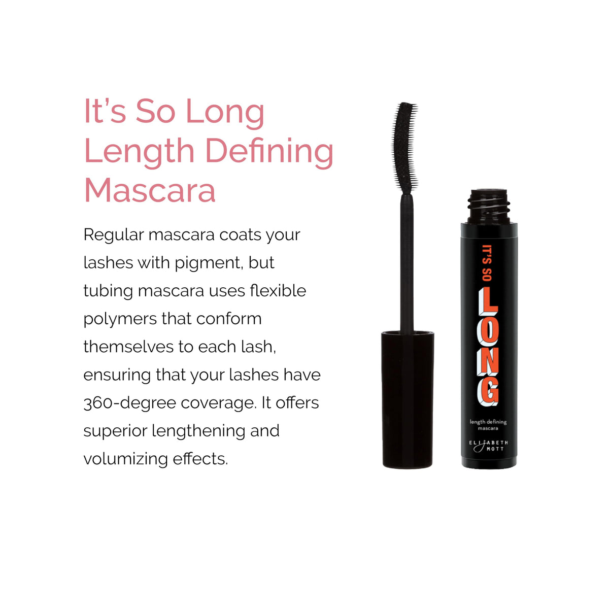 Elizabeth Mott Black Lengthening Mascara - Smudge-Proof, Water-Resistant, No Clump or Flake, Volumizing, Curling & Lash-Extending Fiber Formula Beauty & Personal Care Elizabeth Mott