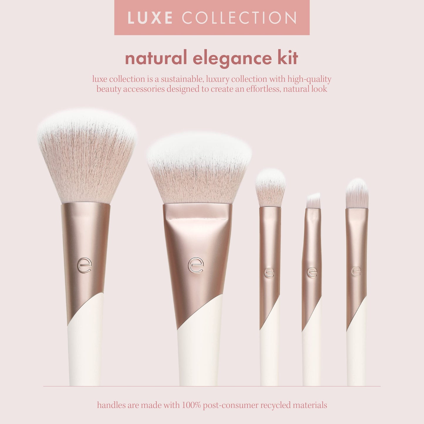 EcoTools Luxe Natural Elegance Professional Face Makeup & Foundation Brush Set, Premium Brush Kit For Face, Cheek, & Eye Makeup, Synthetic Makeup Beauty & Personal Care EcoTools