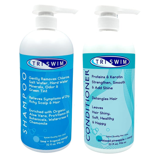 TRISWIM Hair Care Bundle | Swim Shampoo and Conditioner 32 Fl Oz Each | Professional Chlorine Removal Formula | Vegan, Paraben-Free with Aloe Vera Beauty & Personal Care TRISWIM