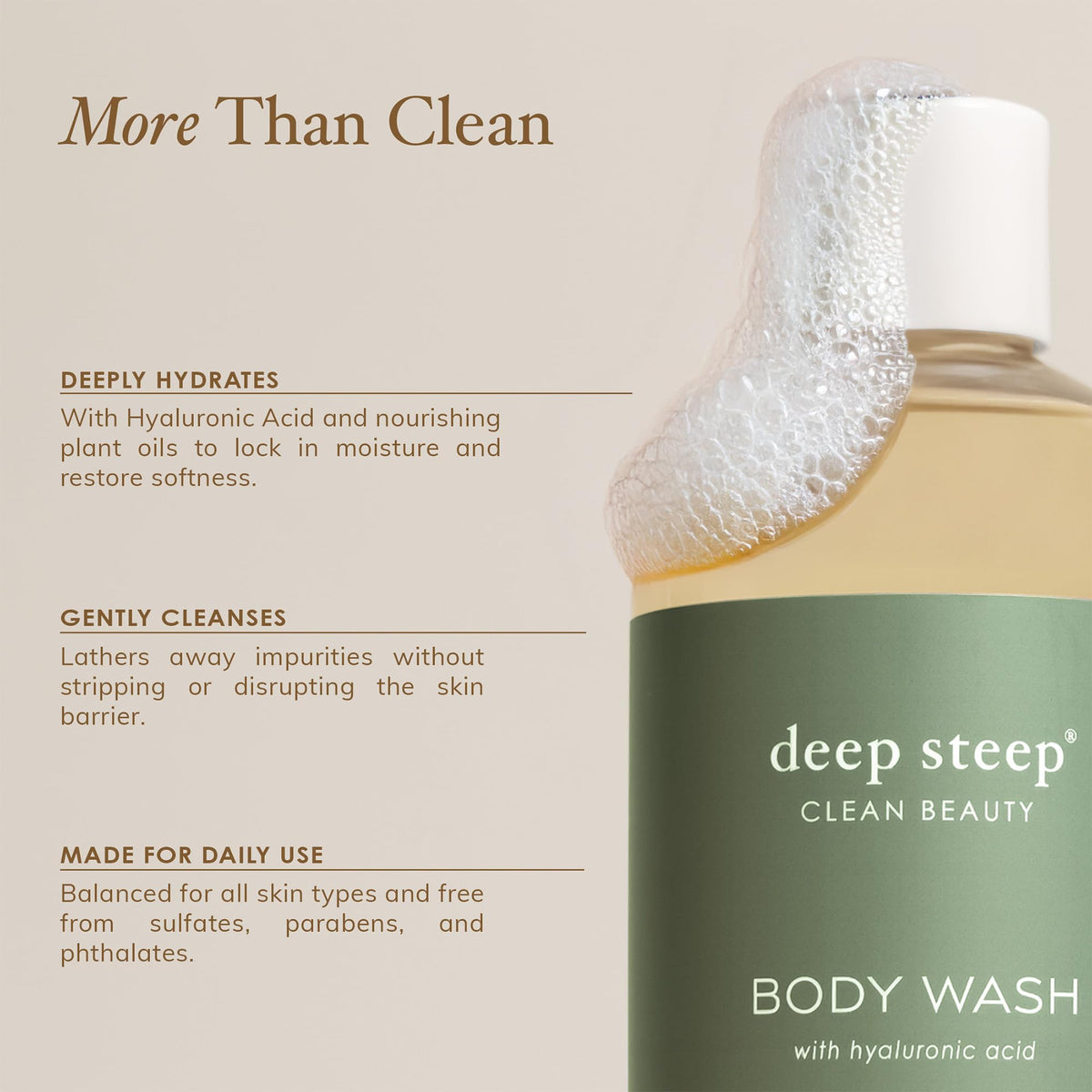 Deep Steep Body Wash, Lilac Blossom, 17 oz - Hydrating Shower Gel with Hyaluronic Acid, Shea Butter, Aloe Vera & Argan Oil - Vegan, Clean Beauty Beauty & Personal Care Deep Steep