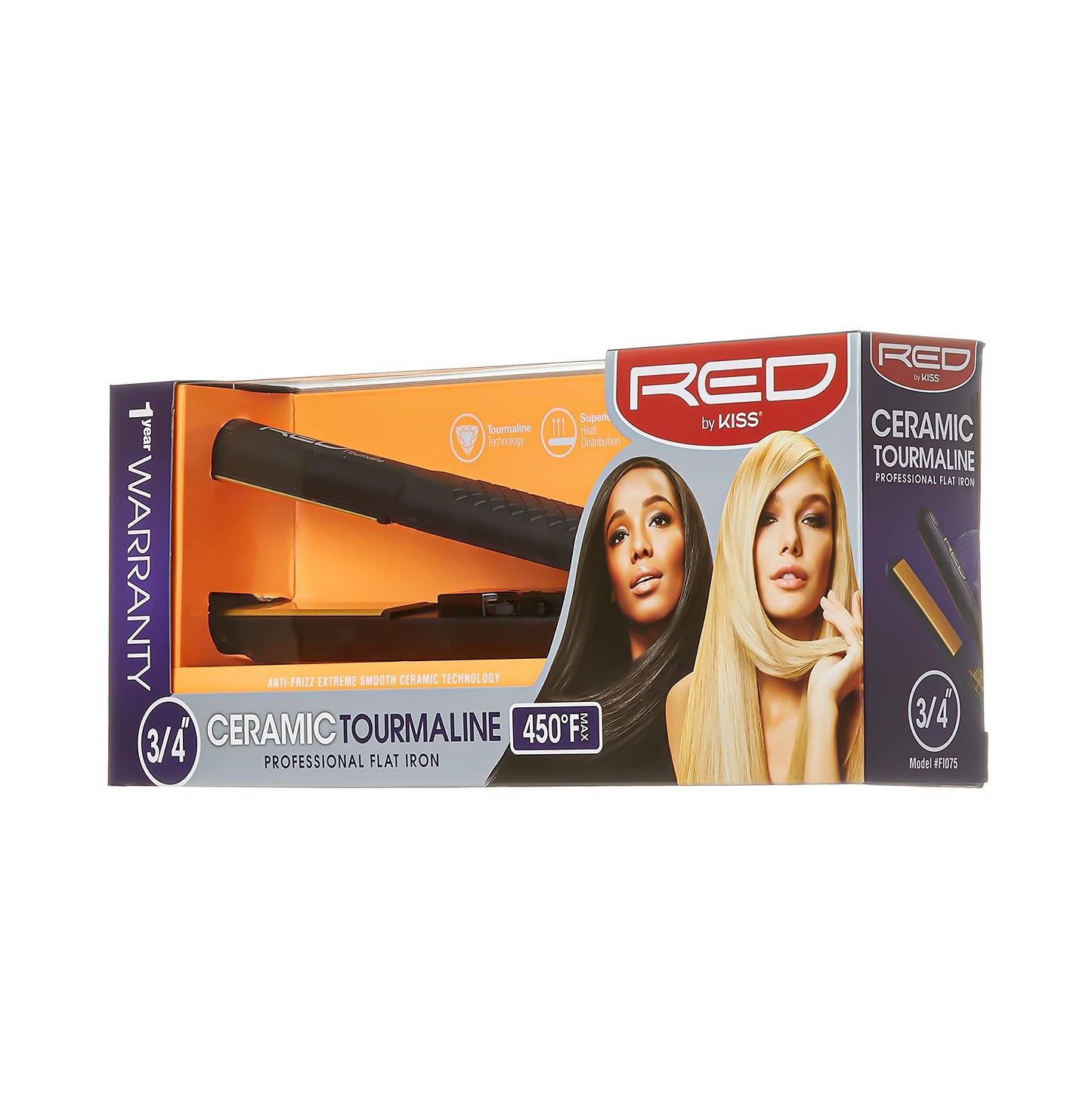 Kiss Products Red Ceramic Tourmaline Professinal Flat Iron, 0.75 Inch, 1 Pound Beauty & Personal Care Kiss Products