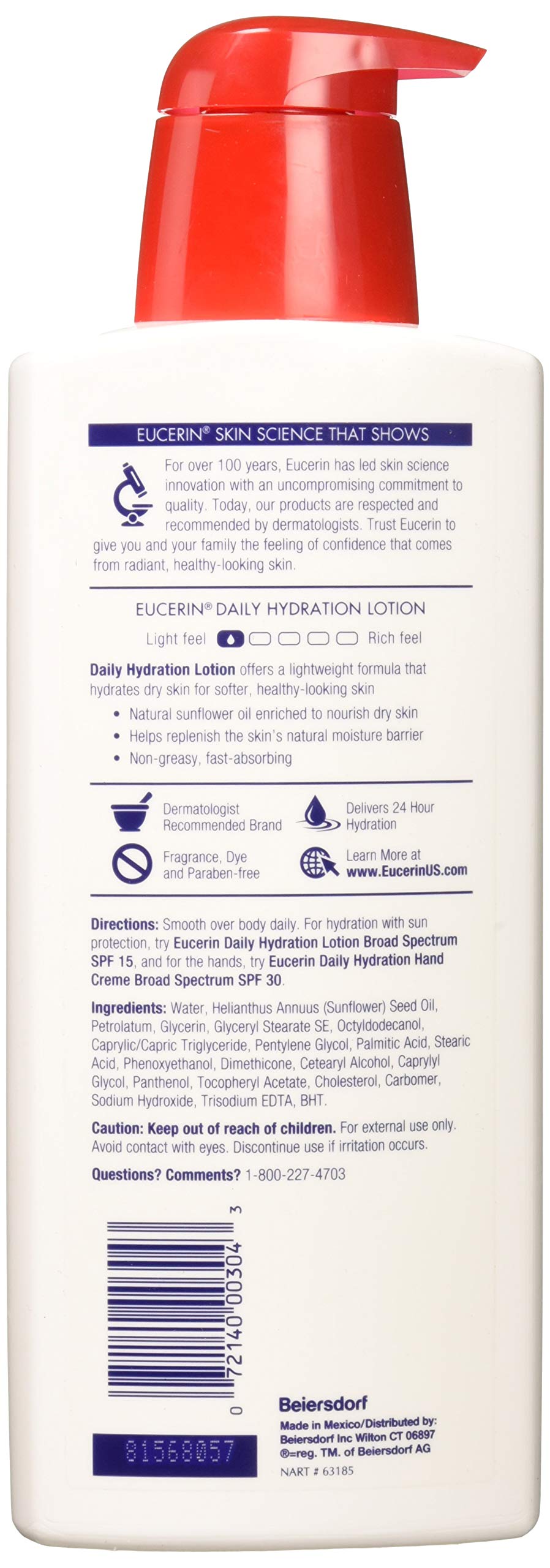 Eucerin Daily Hydration Moisturizing Lotion, Fragrance Free 16.9 oz (Pack of 2) Beauty & Personal Care Eucerin