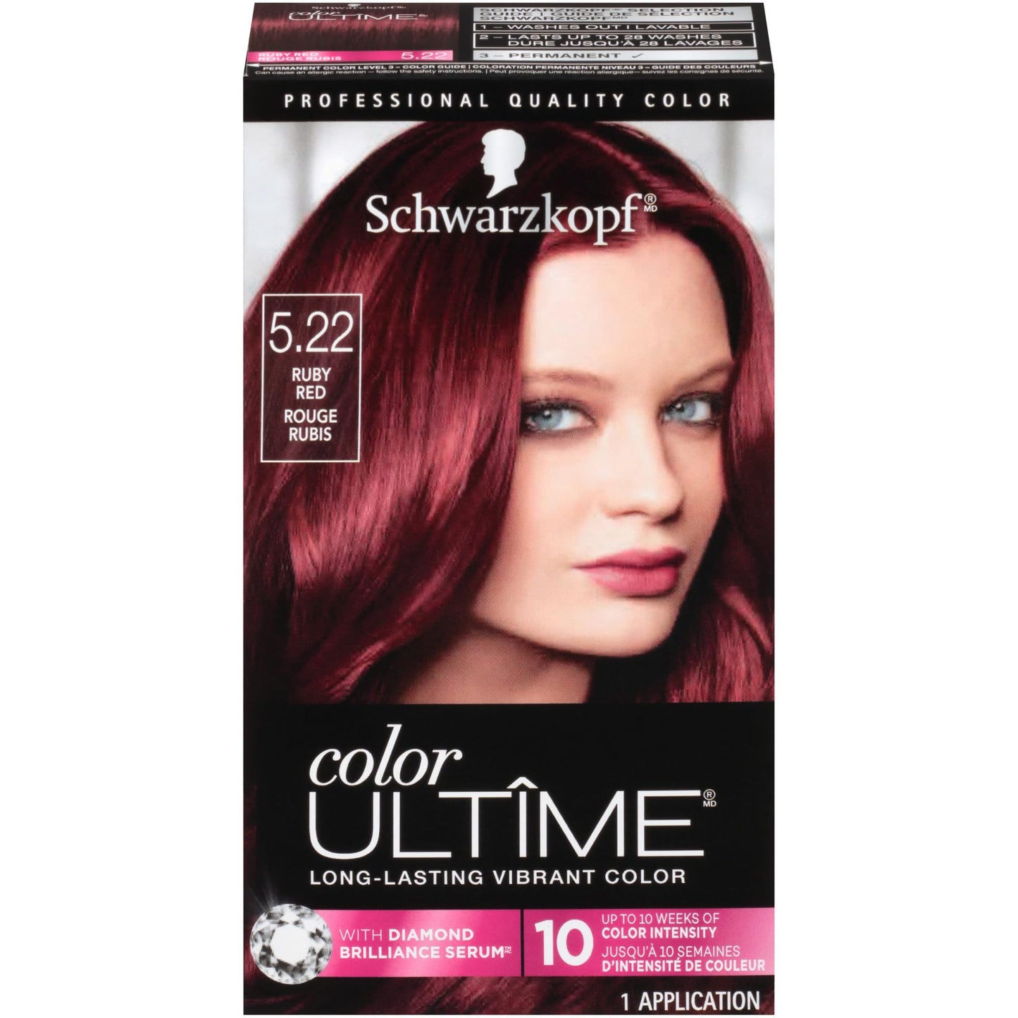 Schwarzkopf Color Ultime 5.22 Ruby Red Hair Dye, Permanent Intense Red with Diamond Brilliance, Fade-Resistant, Covers Grays, All Hair Textures Beauty & Personal Care Schwarzkopf