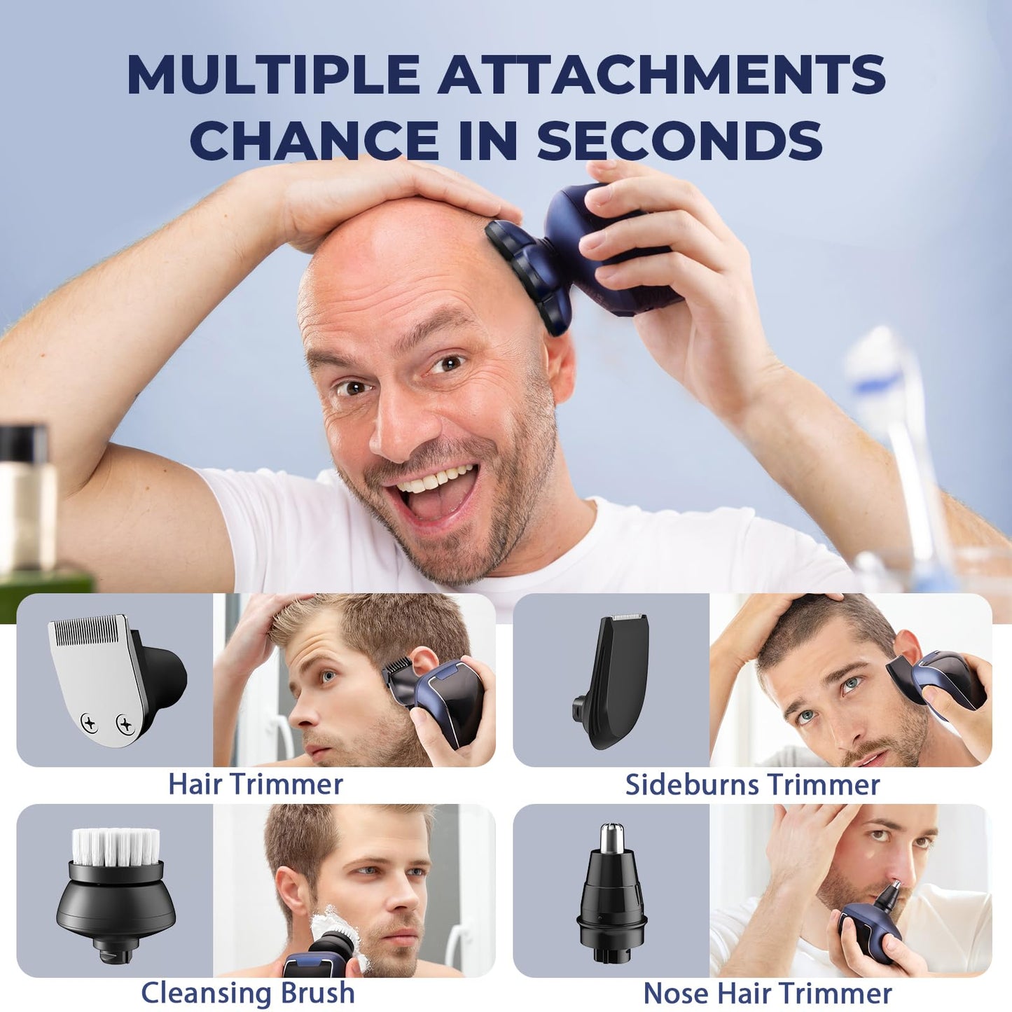 ????%?????? Head Shavers for Bald Men: ??-????-?? Electric Razor - Waterproof Wet Dry Shaving - Professional Grooming Kit for Balder - Rechargeable Head Beauty and Personal Care SOBIY