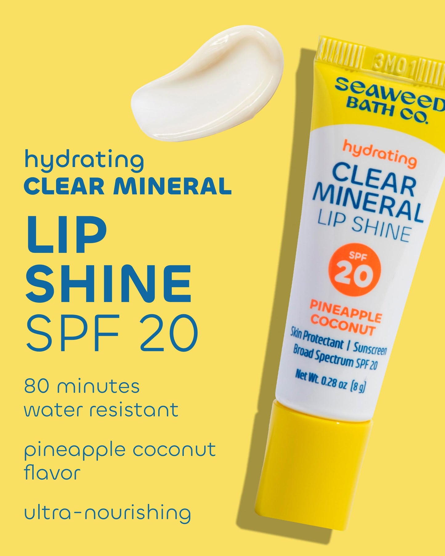 Seaweed Bath Co. Hydrating Clear Mineral Lip Shine - SPF 20 Sunscreen Zinc Oxide Lip Balm - Nourishing Care to Hydrate & Protect Dry, Chapped Lips Beauty and Personal Care The Seaweed Bath Co.