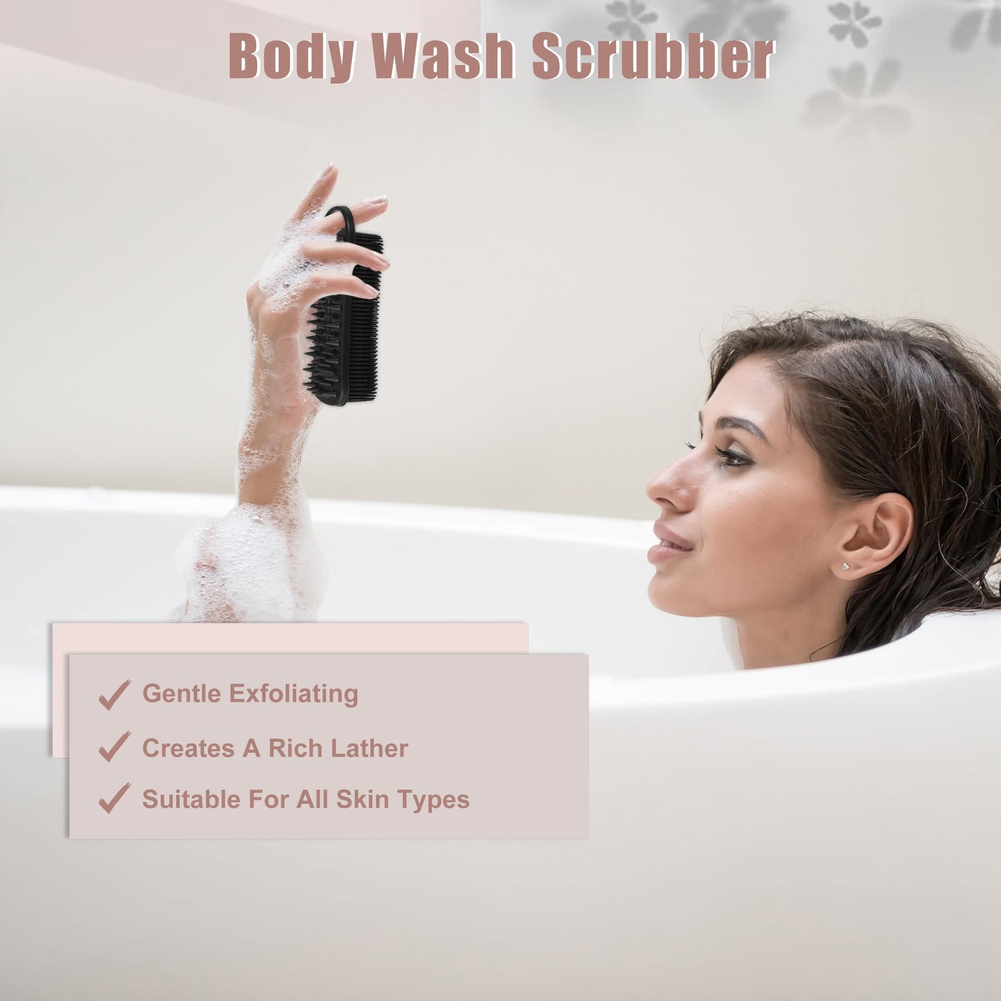 VOCOSTE Silicone Body Scrubber, 2 in 1 Body Brush Hair Scalp Massager, Soft Body Scrubbers for Use in Shower, Lathers Well Exfoliating Body Scrubber Beauty and Personal Care VOCOSTE