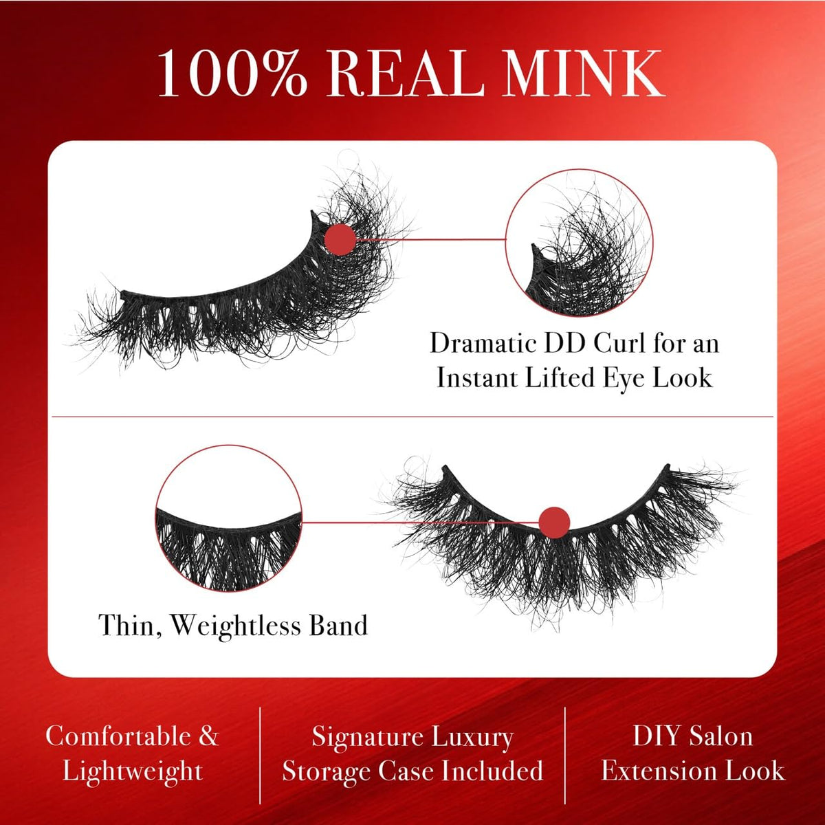 VLuxe Real Mink DD Curl Eyelashes, 100% Real Mink Strip Lash, Dramatic Fluffy False Lashes Give Lifted Eye Look, Lightweight & Comfortable Extensions