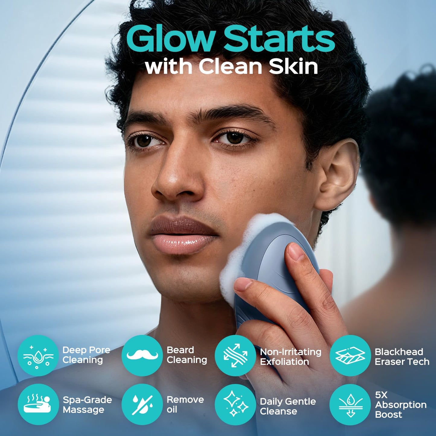 COSLUS FBS01 Facial Cleansing Brush Face Scrubber, Compact for Travel Beauty and Personal Care COSLUS