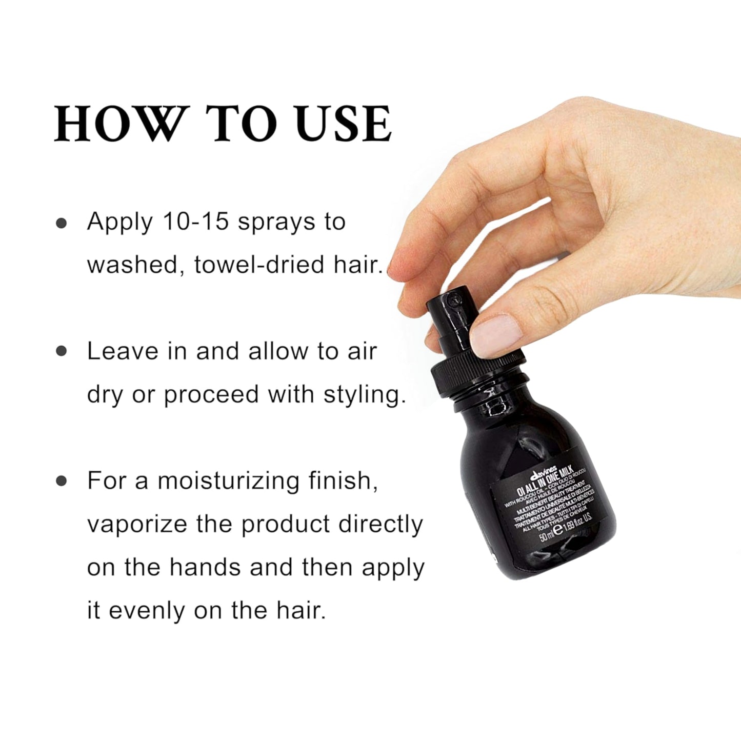 Davines OI All in One Milk | Leave-in Conditioner Spray | Powerful Hair Detangler + Heat Protection | Smoothes Frizzy Hair, 1.69 Fl oz Beauty & Personal Care Davines