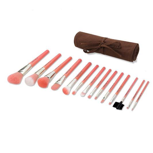 Bdellium Tools Professional Makeup Brush Pink Bambu Series - Complete 14pc. Brush Set with Roll-Up Pouch Beauty & Personal Care BDELLIUM TOOLS