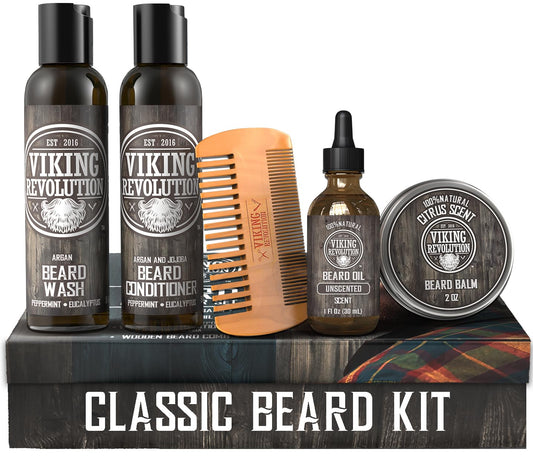 Viking Revolution Ultimate Conditioner for Men's Beard Grooming - Softens, Smoothes and Soothes Beard Itch- Contains Wash, Conditioner, Beard Oil Beauty & Personal Care Viking Revolution