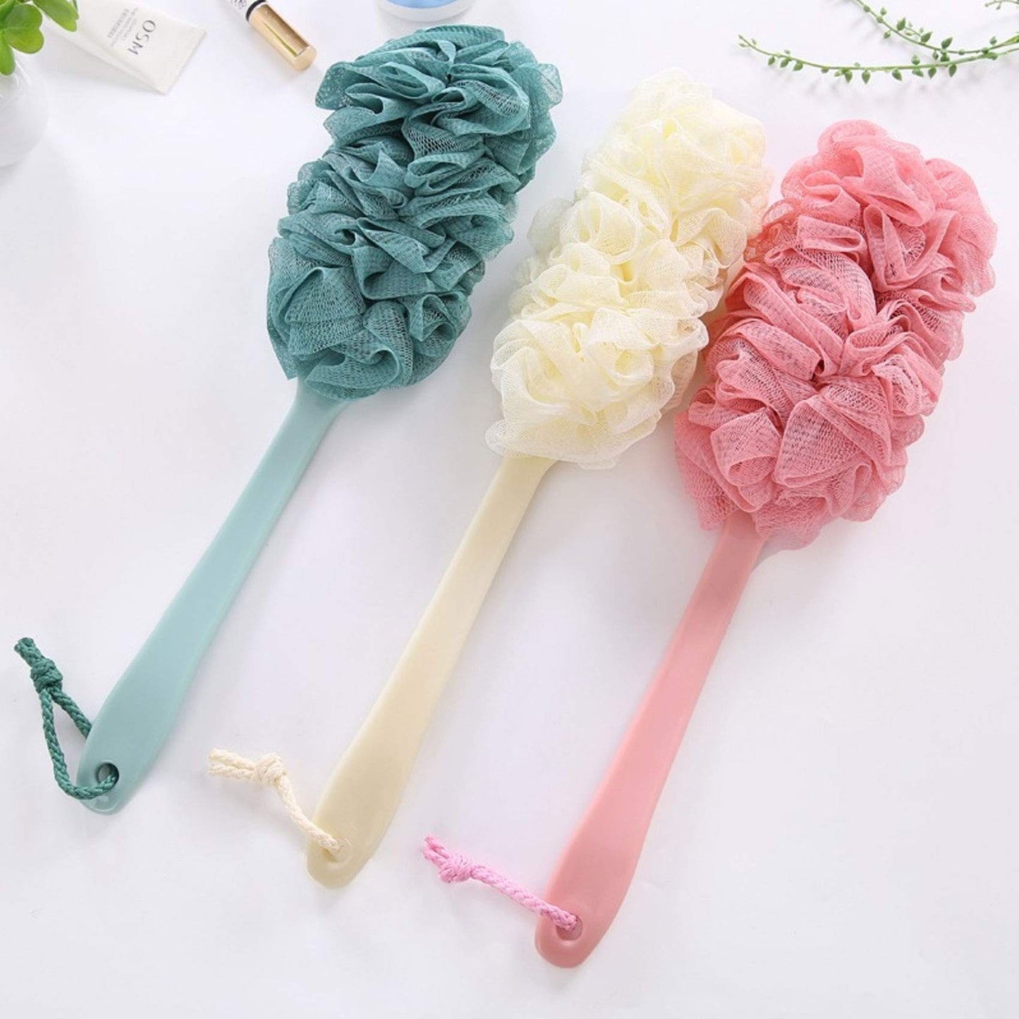 JinweiS 3 Pack Back Scrubber Long Handled Bath Brush Soft Mesh Sponge Exfoliating Body Scrub Back Cleaner Loofah Bathroom Shower Accessories for Women Beauty and Personal Care JinweiS