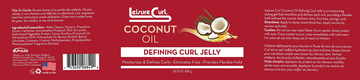 Coconut Oil Defining Curl Jelly, 16 oz for Moisturizes, Defines Curls, Eliminates Frizz, Provides Flexible Hold Beauty & Personal Care Leisure Curl