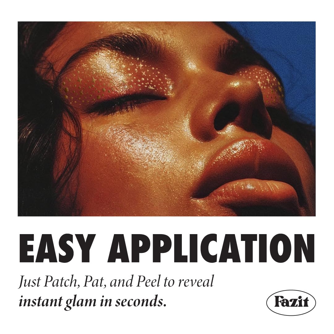 Fazit Makeup Patches - Golden Eye Speckles - Glow Up Make-Up Patches - Cute Glitter Makeup Accessories For Women - Cosmetic Glitter For Face Beauty & Personal Care Fazit