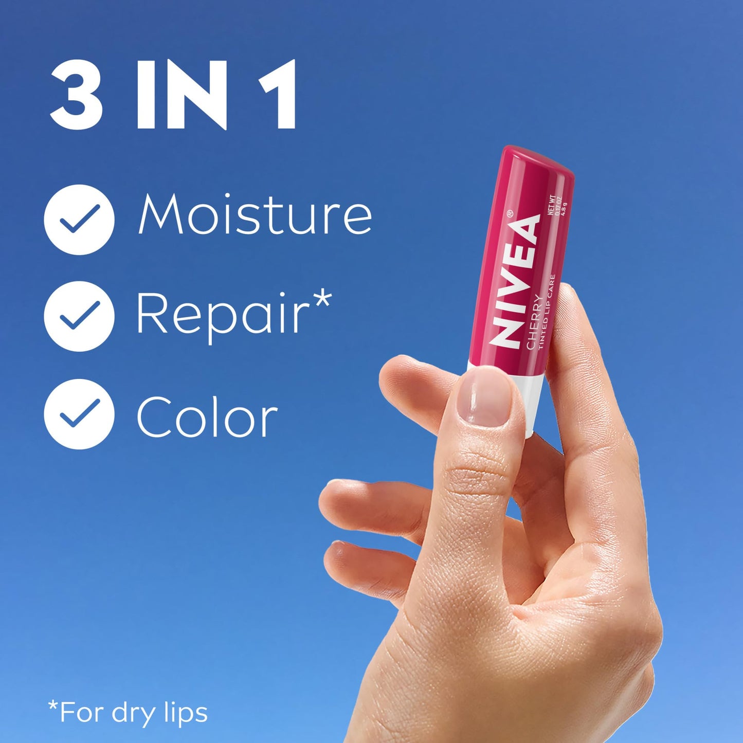 NIVEA Cherry Lip Care, Tinted Lip Balm with Shea Butter, Nourishing Oils and Vitamin C & E, 3-in-1 Moisture, Repair (for Dry Lips) and Color, 0.17 Oz Beauty & Personal Care NIVEA