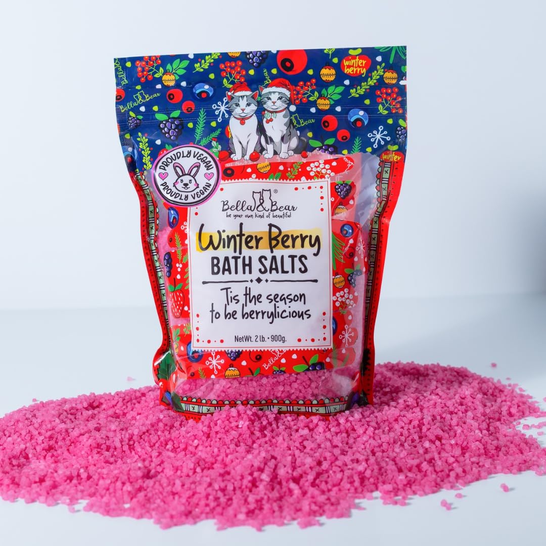 Bella & Bear Winter Berry Bath Salts, Cruelty Free Festive Christmas Packaging - Stocking Stuffer Gift Beauty and Personal Care Bella and Bear