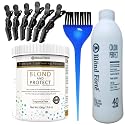 1.1 Pound Tub 8+ Level Hair Lightener Bleaching Powder Kit + 40 Volume Developer & 10 Bonus Items - Made in Italy by Blonde Forte Beauty & Personal Care PERFECT BLOND